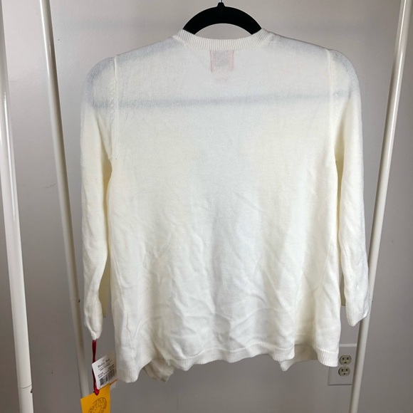 NWT Ruby Rd. Ivory cardigan with rose detail size: S - Picture 5 of 6